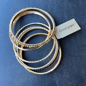 NWT! Gold and black bangle bracelets